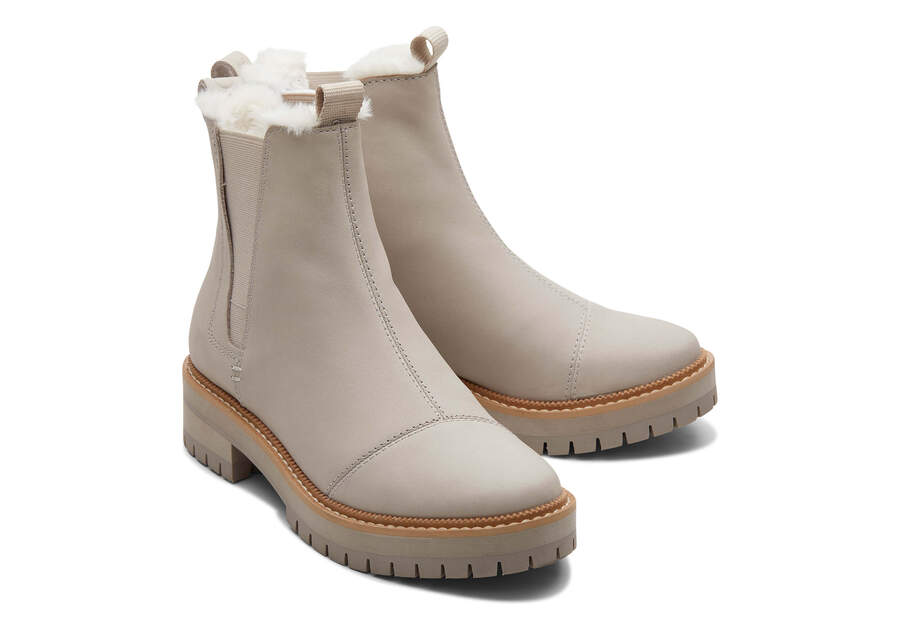 Dakota Pebble Grey Water Resistant Leather Boot Front View Opens in a modal