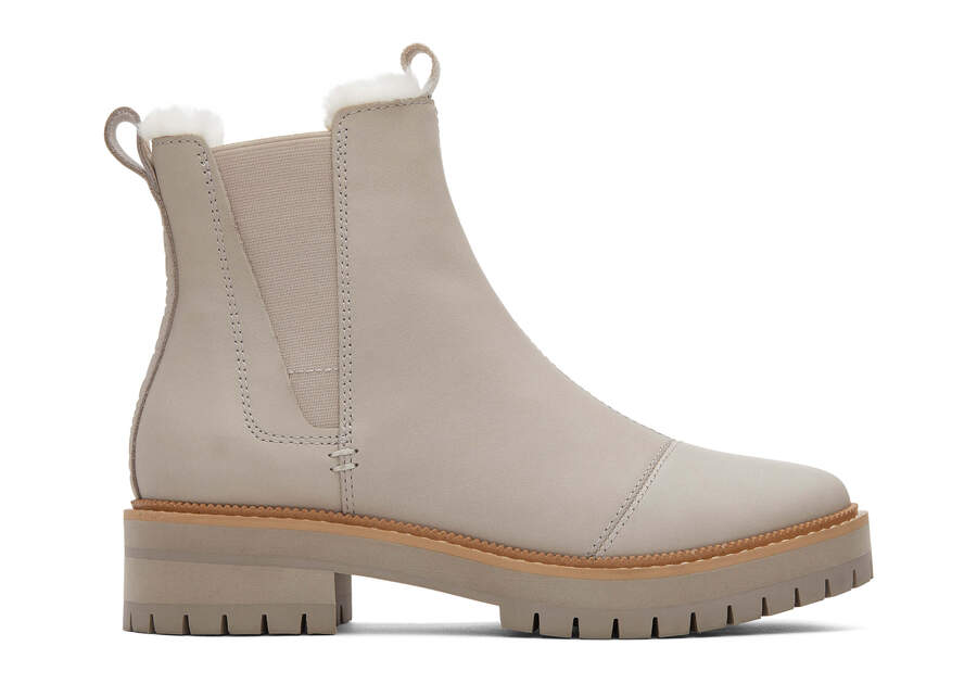 Dakota Pebble Grey Water Resistant Leather Boot Side View Opens in a modal