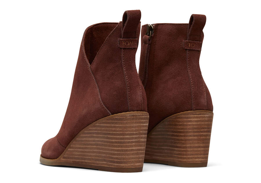 Sutton Chestnut Suede Wedge Boot Back View Opens in a modal