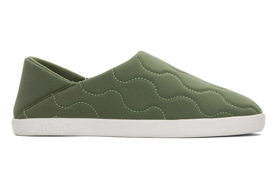 Ezra Green Quilted Cotton Convertible Slipper Side View Opens in a modal
