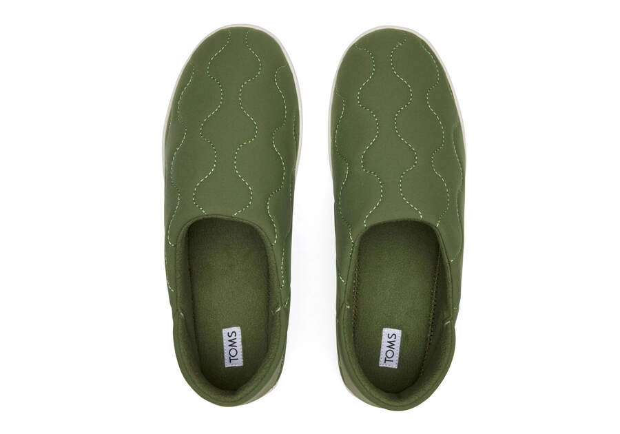 Ezra Green Quilted Cotton Convertible Slipper Top View Opens in a modal