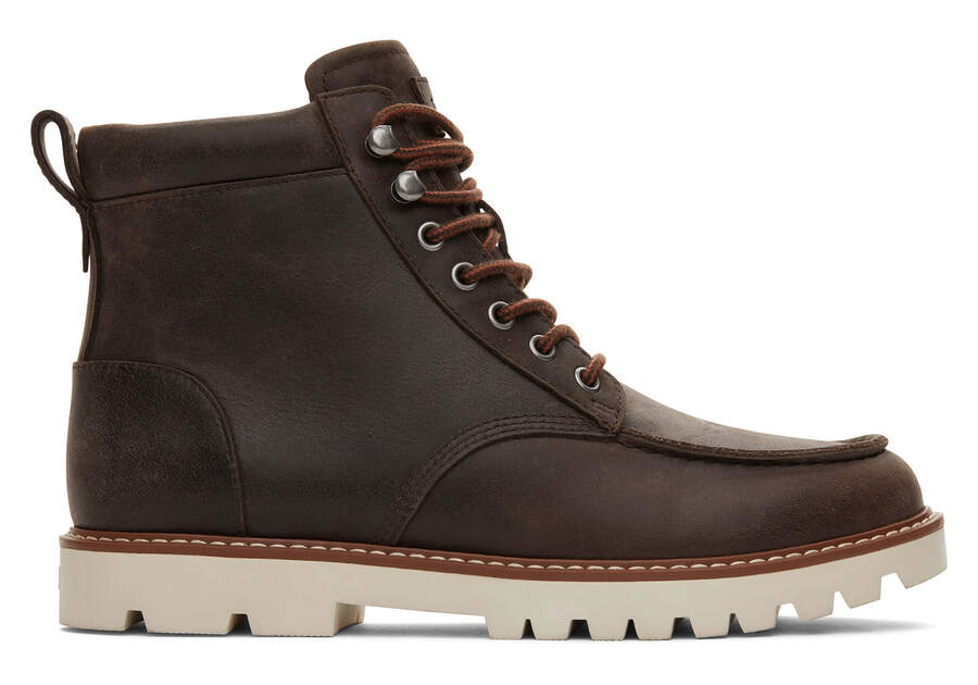Palomar Brown Water Resistant Leather Boot Side View Opens in a modal