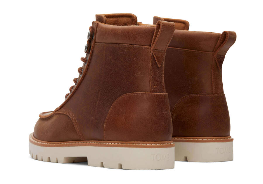Palomar Tan Water Resistant Leather Boot Back View Opens in a modal