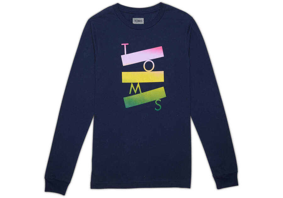 TOMS Logo Long Sleeve Crew Tee Front View Opens in a modal