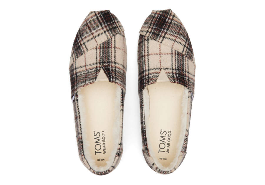 Alpargata Natural Plaid with Faux Fur Top View Opens in a modal