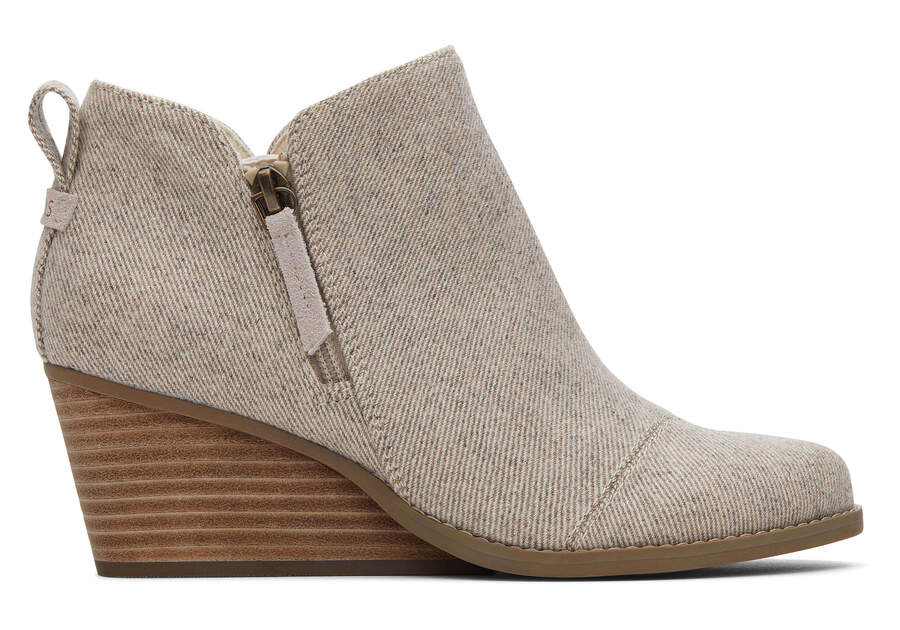 Goldie Natural Glimmer Wedge Boot Side View Opens in a modal