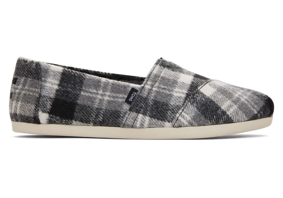 Alpargata Grey Plaid with Faux Fur Side View Opens in a modal