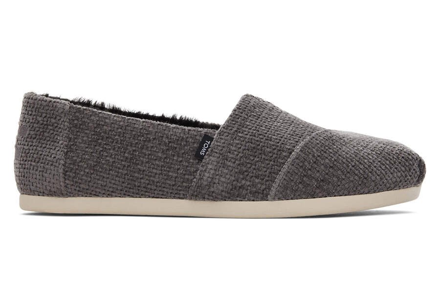 Alpargata Grey Chenille with Faux Fur Side View Opens in a modal