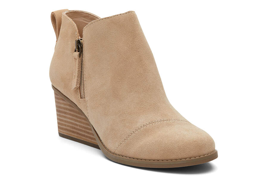 Goldie Oatmeal Suede Wedge Boot Additional View 1 Opens in a modal