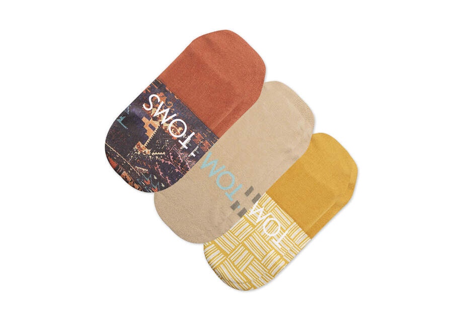 Ultimate No Show Socks Boho Woven 3 Pack Bottom Sole View Opens in a modal