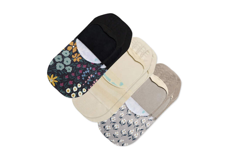 Ultimate No Show Socks Ditzy Floral 3 Pack Front View Opens in a modal