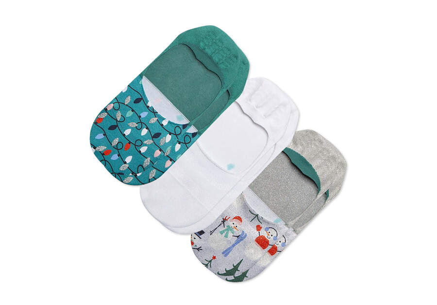 Ultimate No Show Socks Snowman 3 Pack Front View Opens in a modal