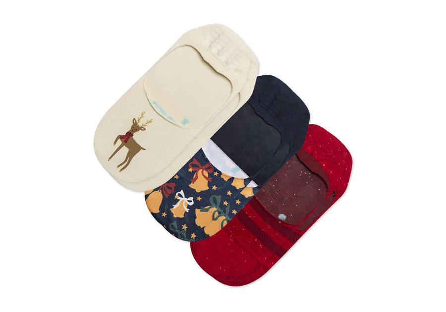 Ultimate No Show Socks Reindeer 3 Pack Front View Opens in a modal