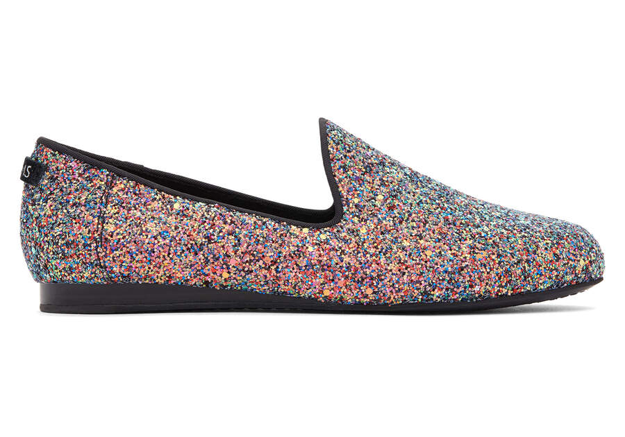 Darcy Black Chunky Glitter Flat Side View Opens in a modal