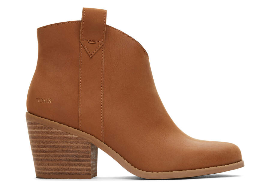 Constance Tan Leather Heeled Boot Side View Opens in a modal