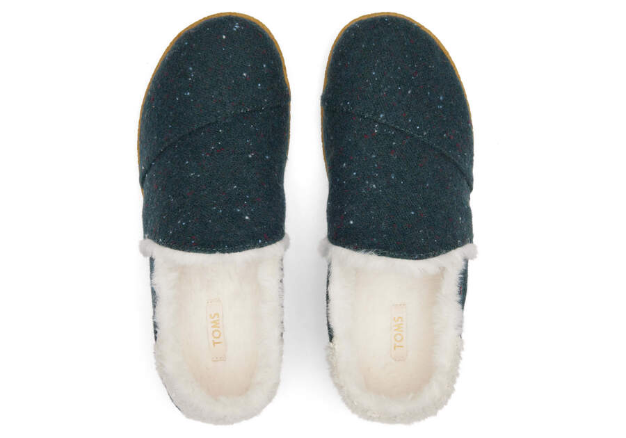 India Green Faux Fur Slipper Top View Opens in a modal