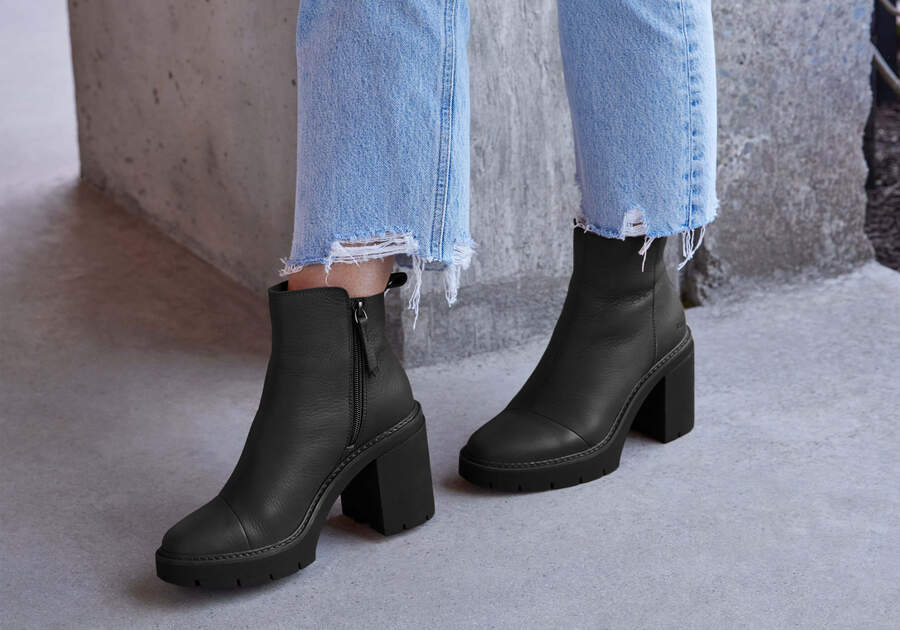 Rya Black Leather Heeled Boot Additional View 1 Opens in a modal