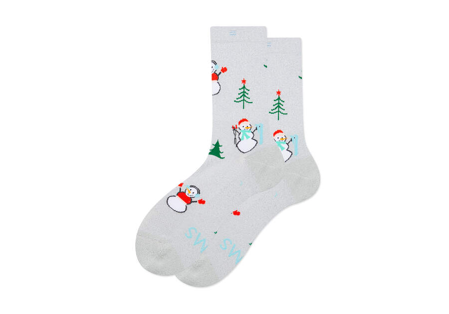 Snowman High Crew Socks Side View Opens in a modal