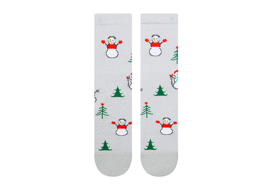 Snowman High Crew Socks Top View Opens in a modal